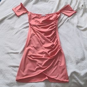 Pink Off the Shoulder Mini Dress